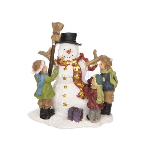 Téli falu - Gyerekek Hóemberrel Figura