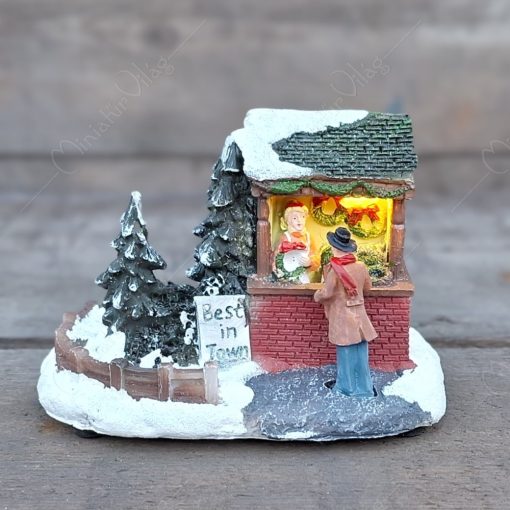 Karácsonyi jelenet - Fenyőfa, Koszorú árus Ledes