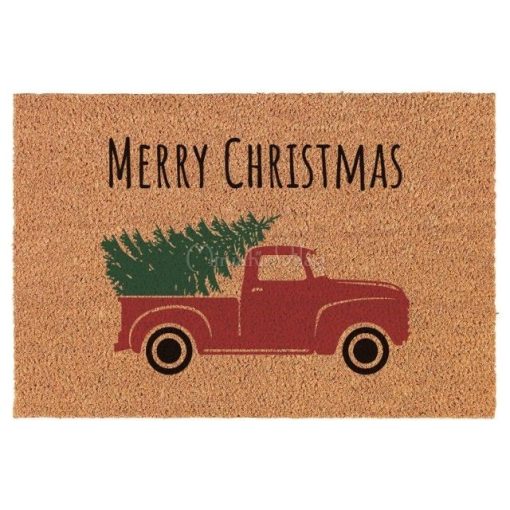 Kókusz Lábtörlő - Autó Fenyőfával, Boldog Karácsonyt