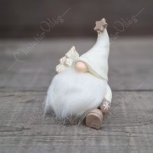 Karácsonyi dísz - Manó Fenyőfával fehér