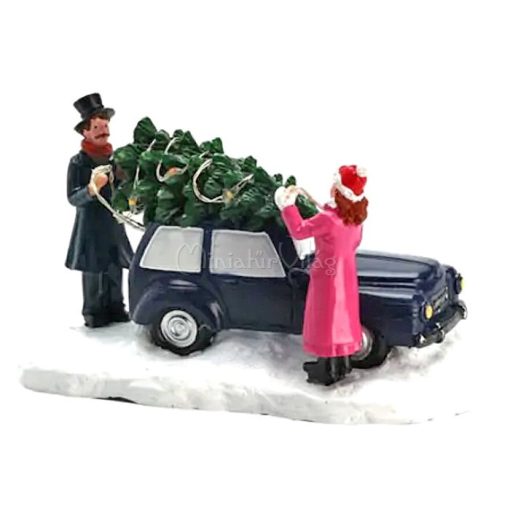 Karácsonyi dísz - Autó fenyőfával Világít