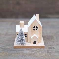 Karácsonyi Dísz - Fa Házikó fenyőfával